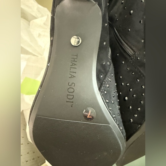 New Thalia Sodi Raquell Tall Black Suede feel sparkle boots size 10.5 - Picture 6 of 7